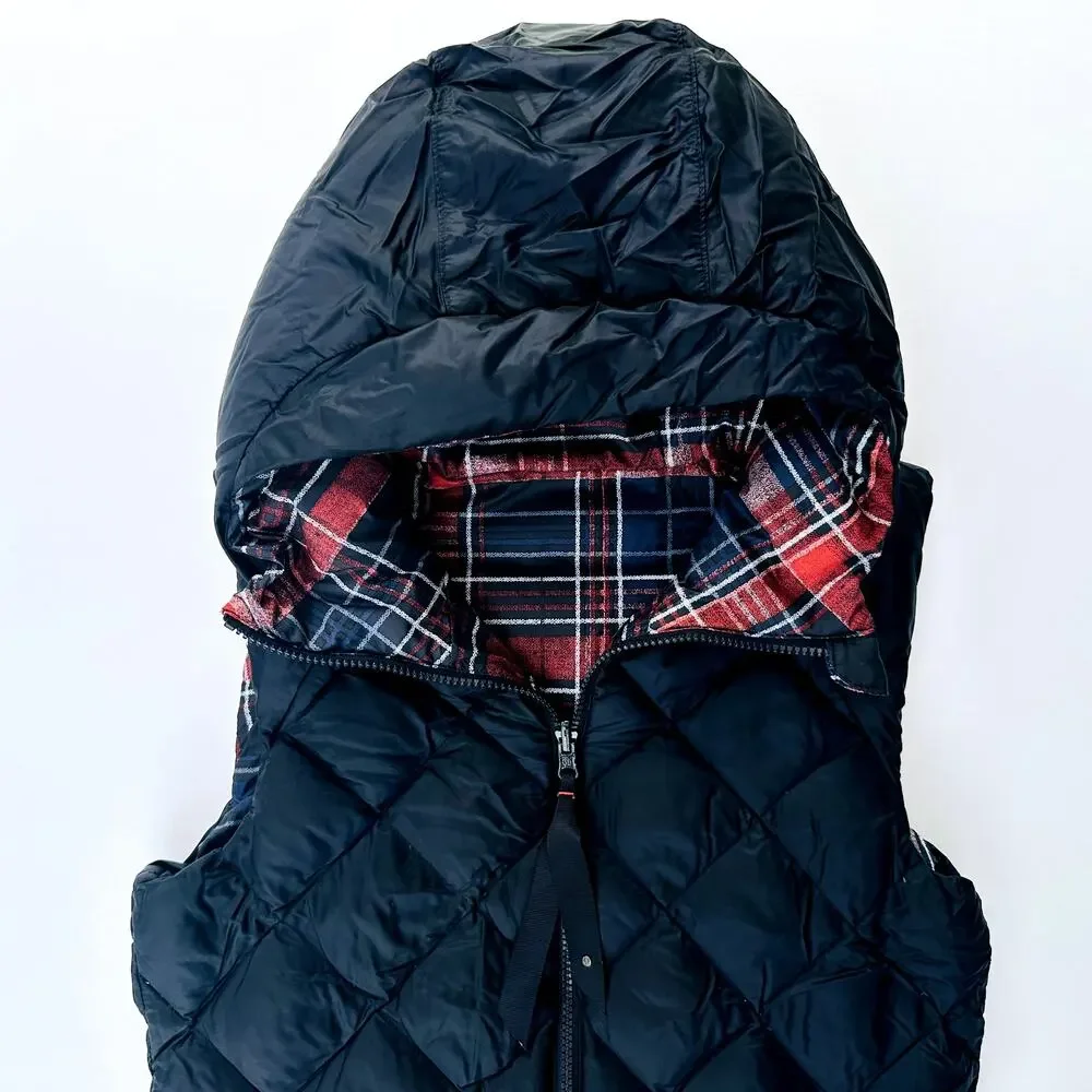Lululemon The Fluffiest Vest Naval Blue Cypress Plaid Red Size 6 Reversible